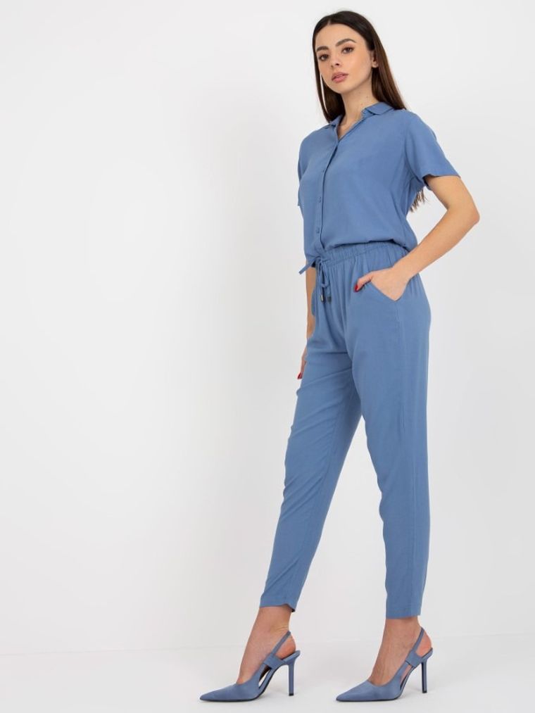 Spodnie materiałowe damskie, niebieskie, Sublevel