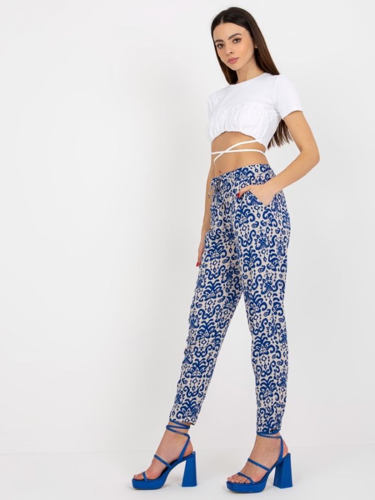 Spodnie materiałowe damskie, niebieskie, Sublevel