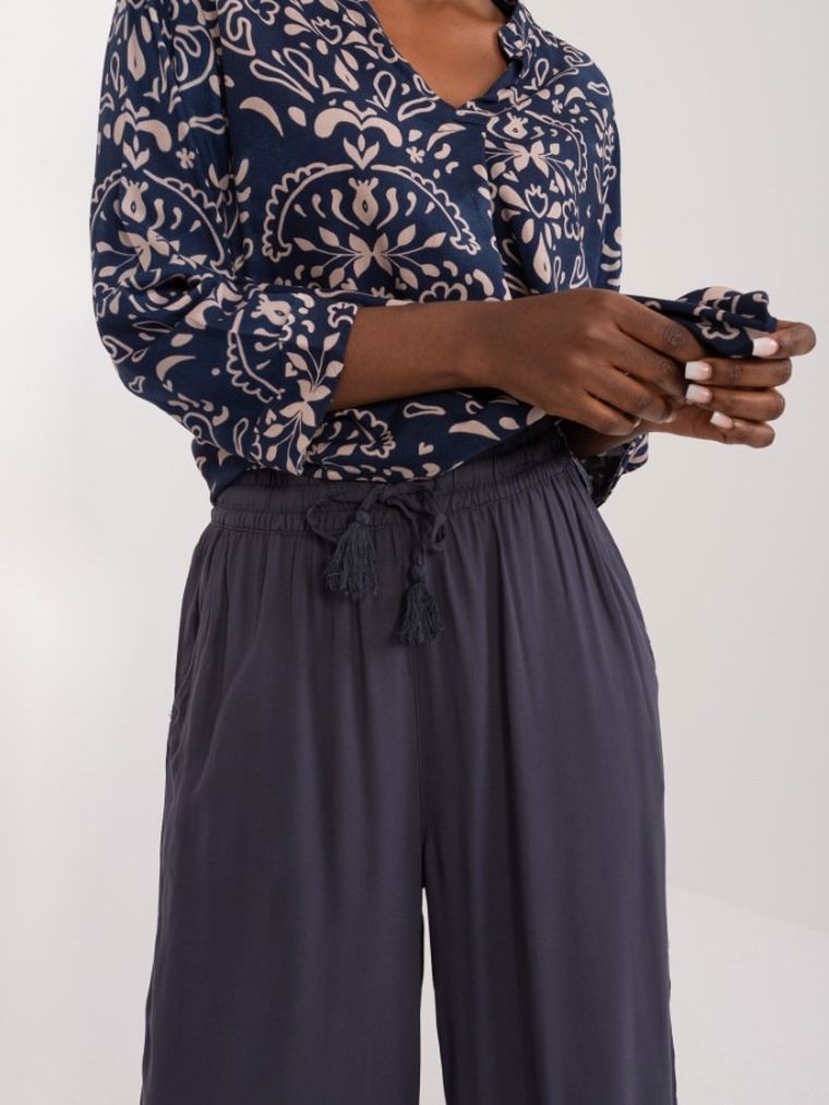 Spodnie materiałowe damskie, niebieskie, Sublevel