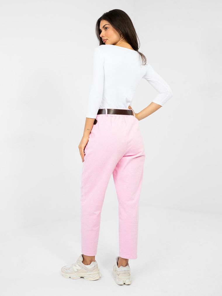 Spodnie materiałowe damskie, różowe, Italy Moda