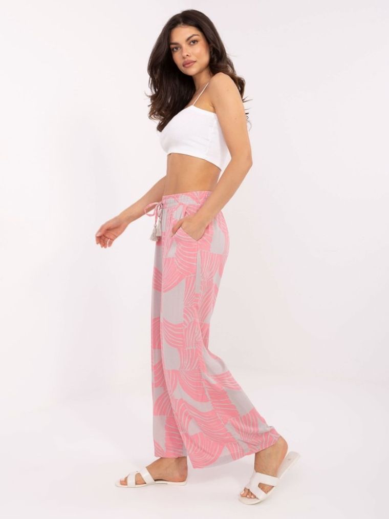 Spodnie materiałowe damskie, różowe, Sublevel