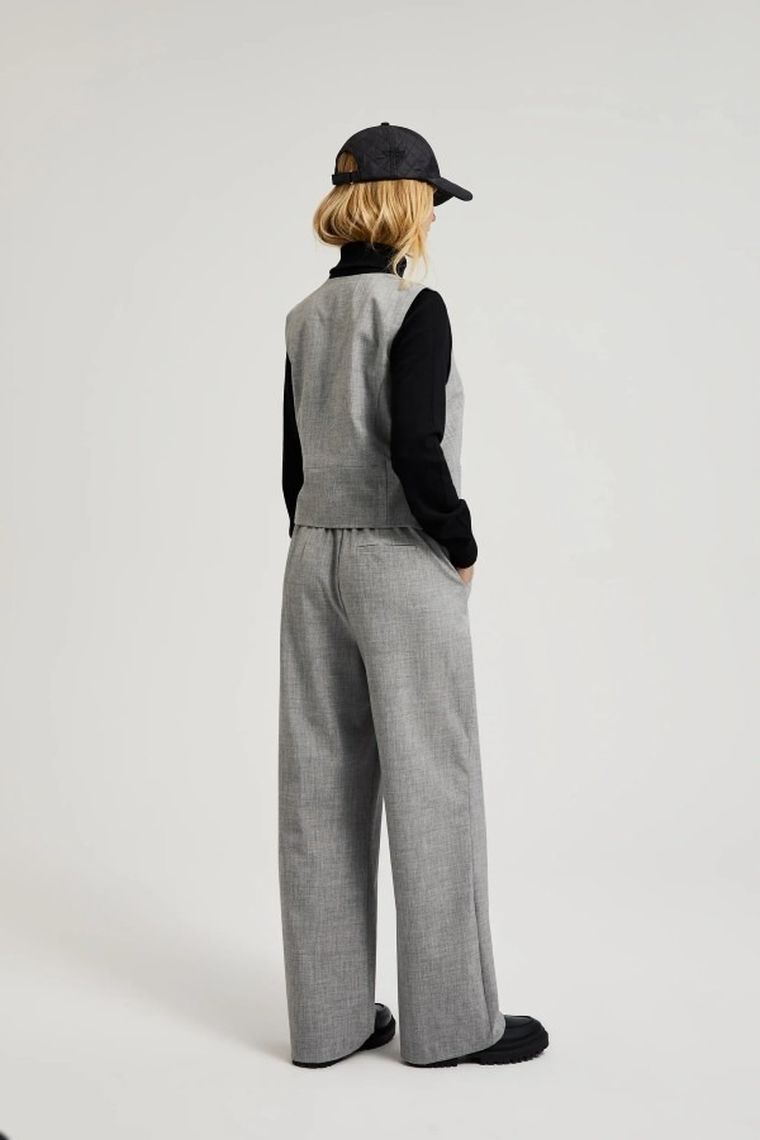 Spodnie materiałowe damskie, szare, Moodo