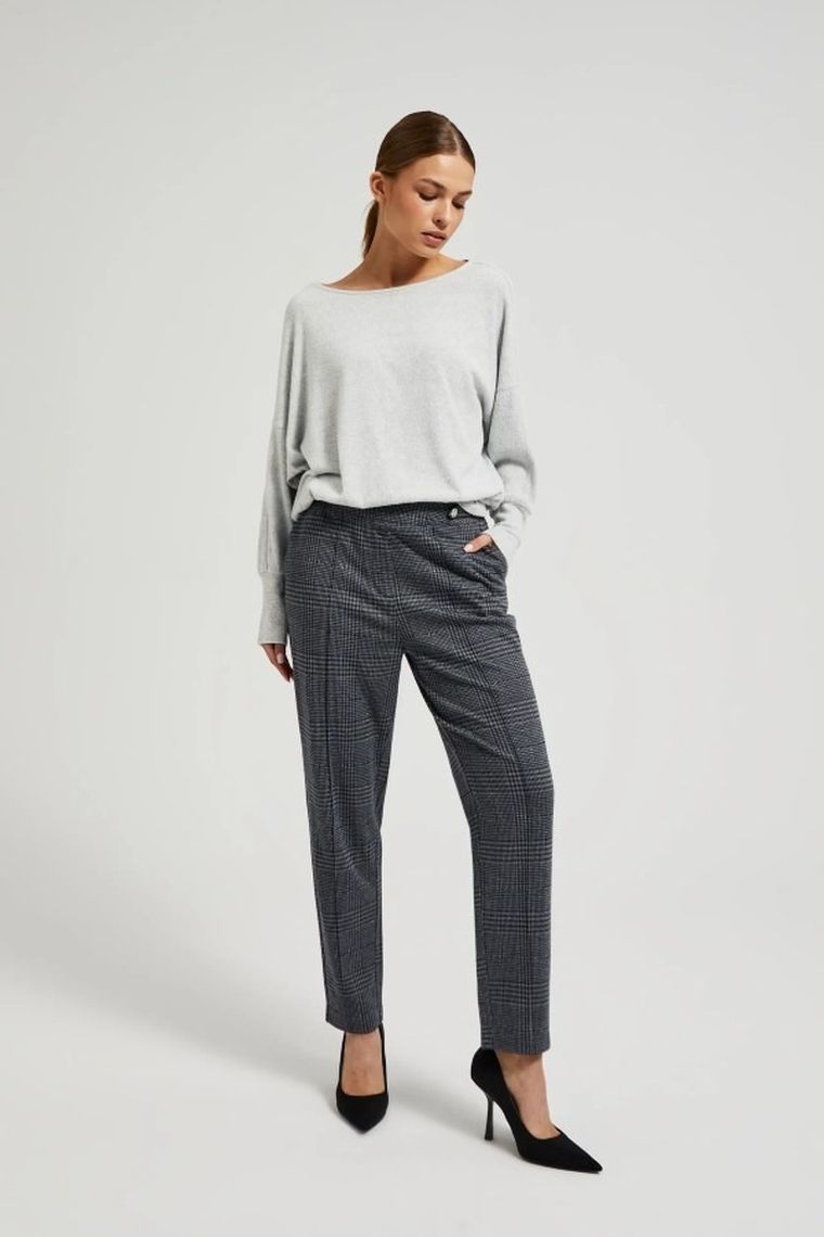 Spodnie materiałowe damskie, szare, Moodo