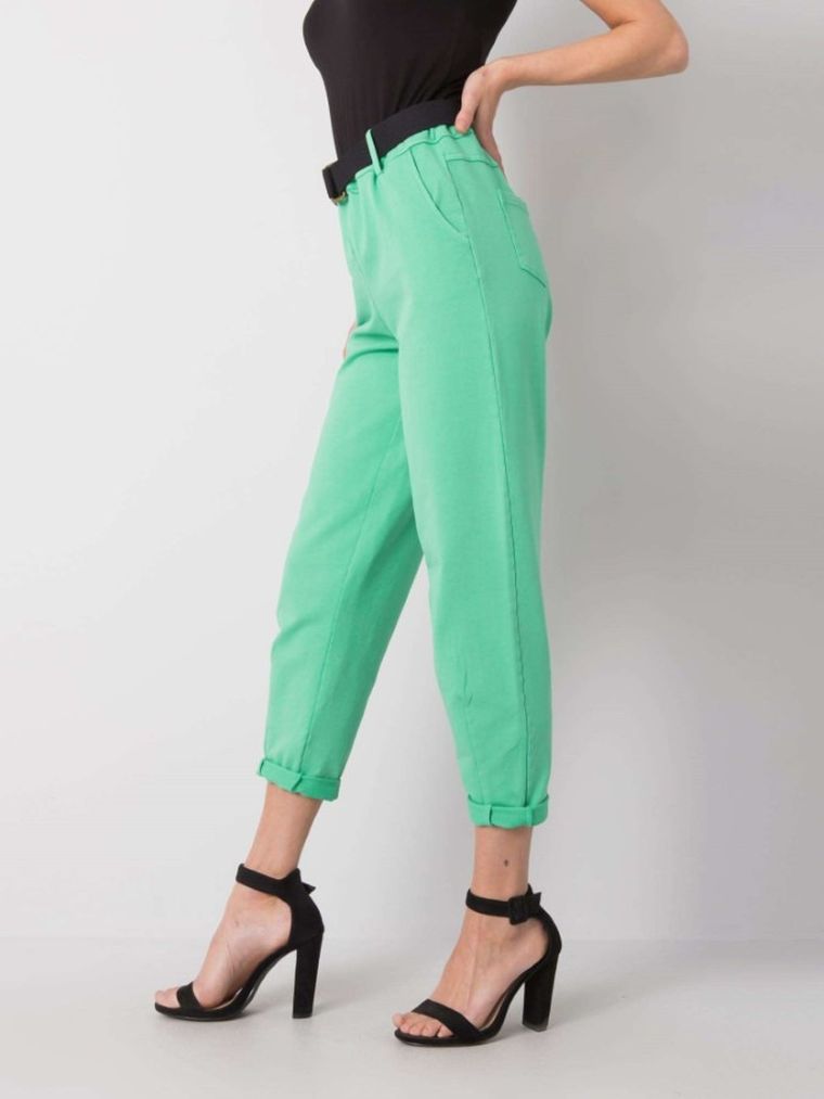 Spodnie materiałowe damskie, zielone, Italy Moda