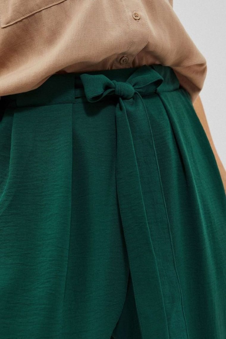 Spodnie materiałowe damskie, zielone, Moodo