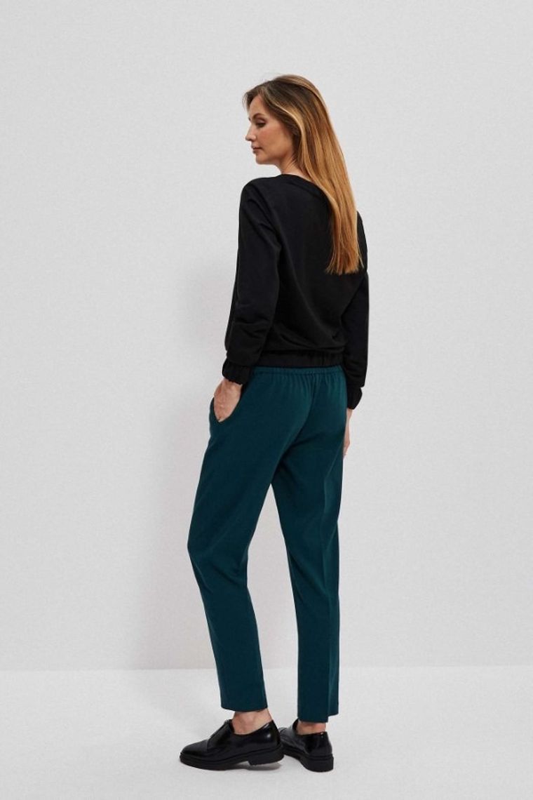 Spodnie materiałowe damskie, zielone, Moodo