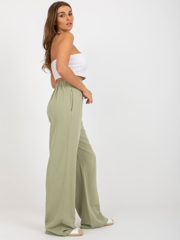 Spodnie materiałowe damskie, zielone, Och Bella