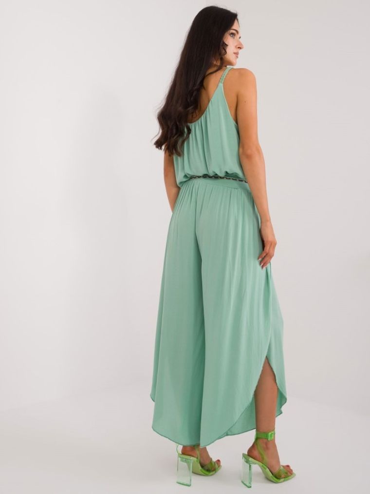 Spodnie materiałowe damskie, zielone, Och Bella