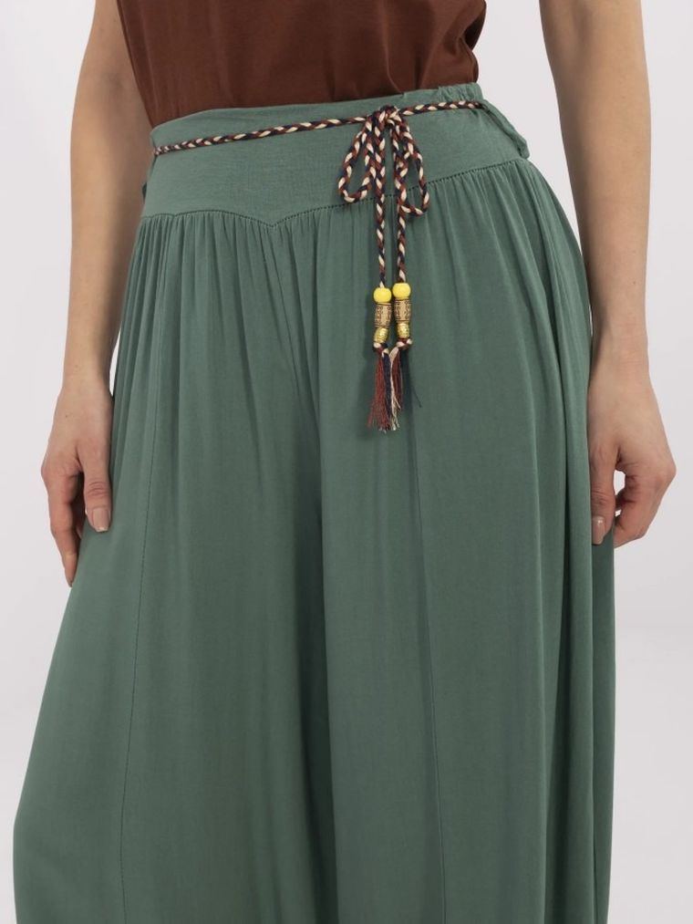 Spodnie materiałowe damskie, zielone, Och Bella