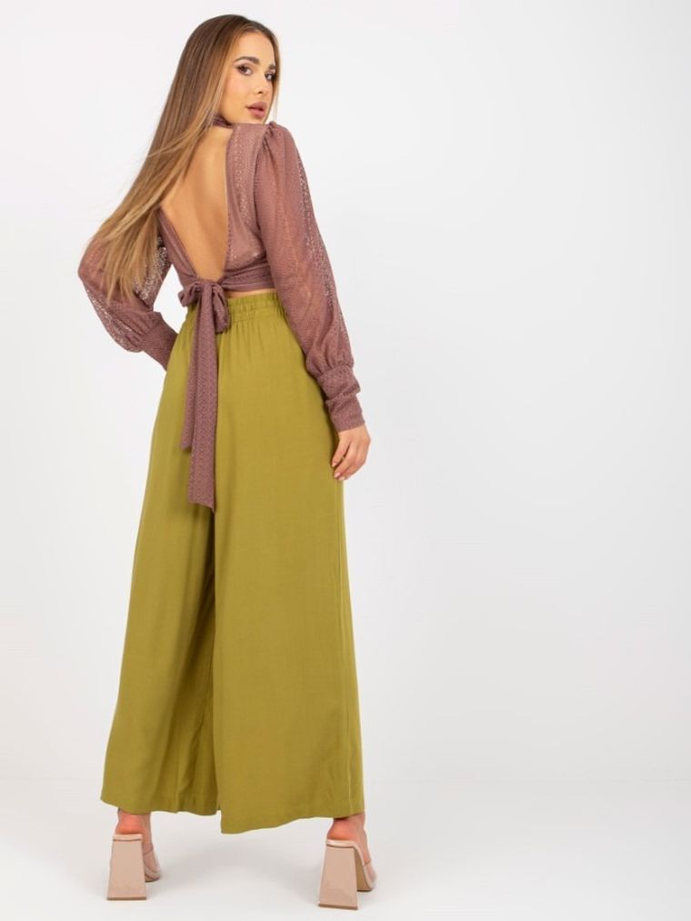 Spodnie materiałowe damskie, zielone, Sublevel