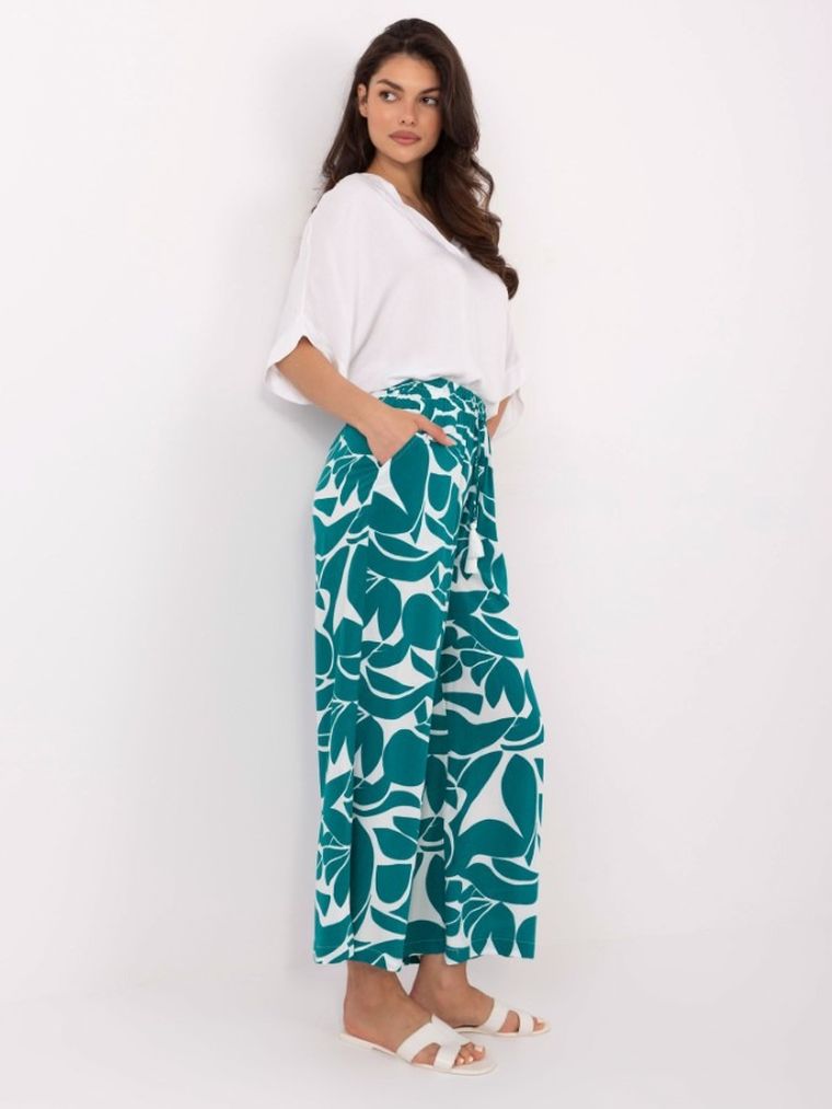 Spodnie materiałowe damskie, zielone, Sublevel