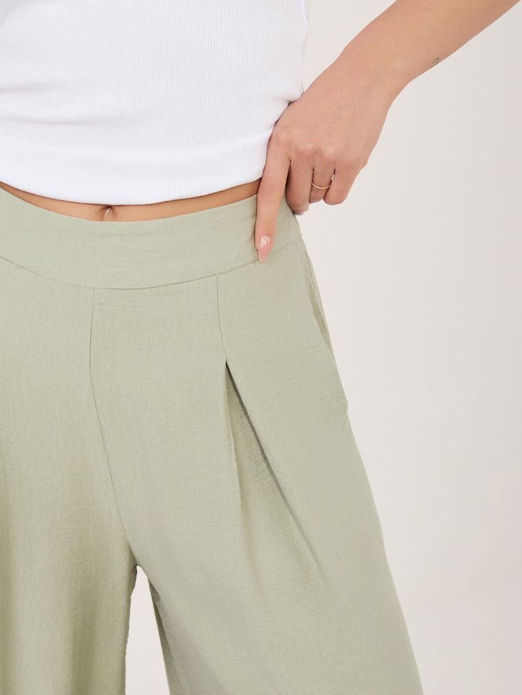 Spodnie materiałowe damskie, zielone, Sublevel