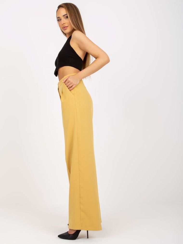 Spodnie materiałowe damskie, żółte, Xsapienza