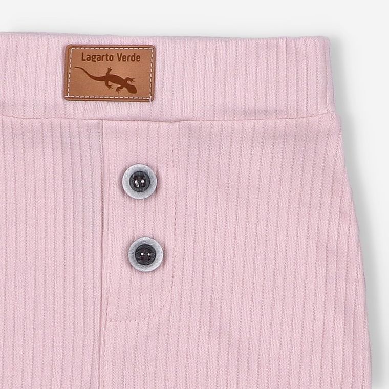 Spodnie materiałowe dziewczęce, prążkowane, różowe, Lagarto Verde