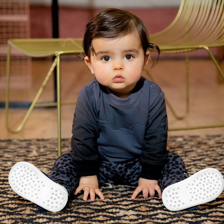 Spodnie niemowlęce, ciemnoszare, plamki, Eevi