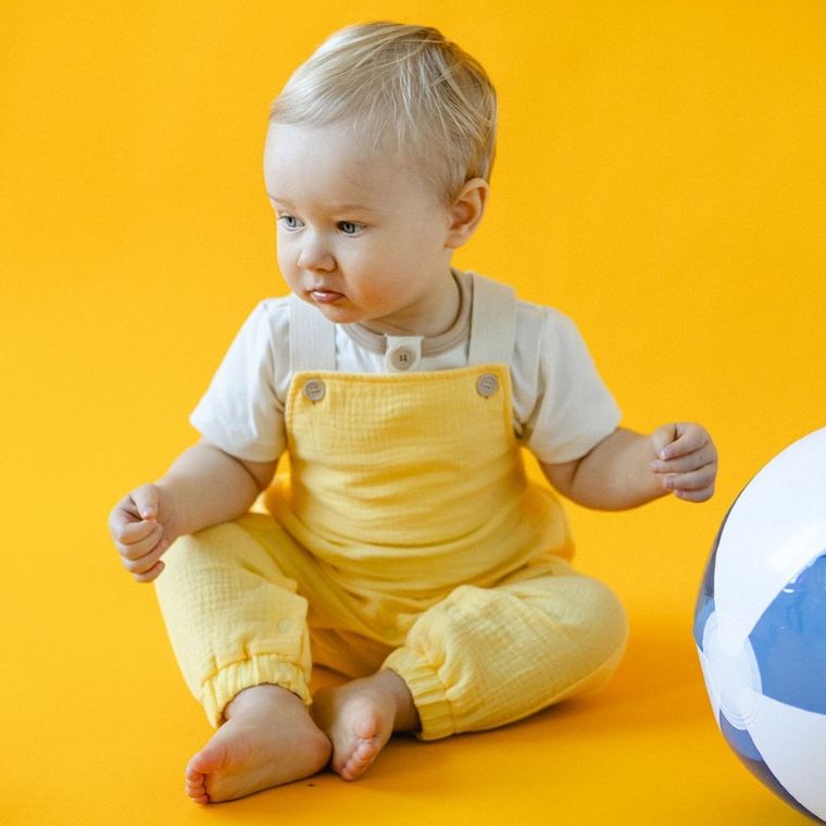 Spodnie ogrodniczki chłopięce, żółte, Eevi