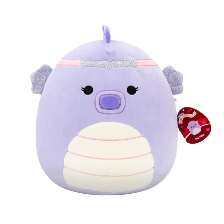 Squishmallows, Little Plush, Eartha, fioletowy konik morski, maskotka, 19 cm