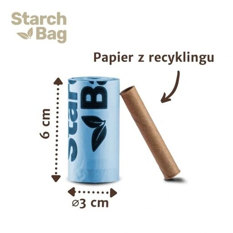 Starch Bag, BIOworki, worki na śmieci, czarne, 8 rolek x 15 szt.