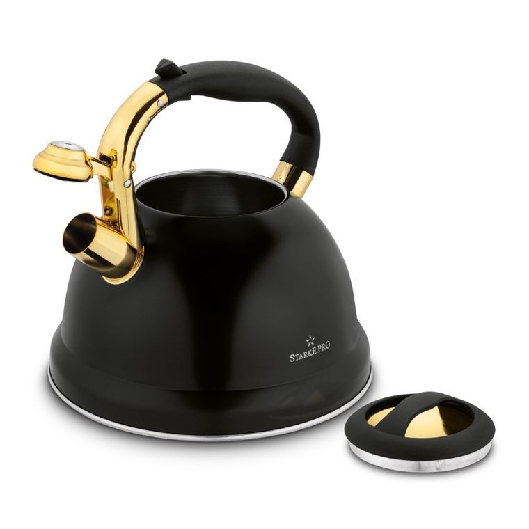 Starke Pro, Asteria II, czajnik 3l, czarny mat + złote elementy, indukcja