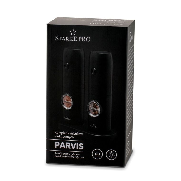 Starke Pro, Parvis, młynki elektryczne, USB C, 2 szt.