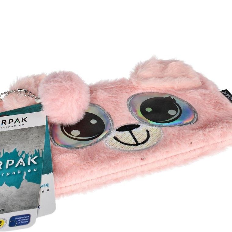 Starpak, piórnik pluszowy, big eyes pink