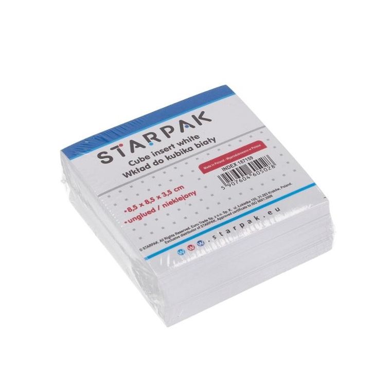 Starpak, wkład do kubika, nieklejony, biały, 85-85mm