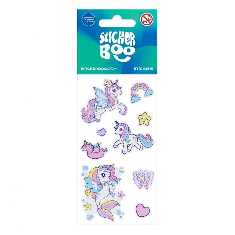 Sticker Boo, naklejki, unicorn, 6-13 cm