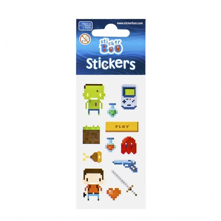 StickerBoo, Pixel, zestaw naklejek, 6-18 cm