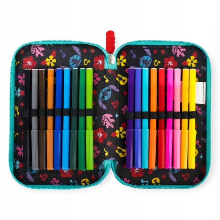 St.Majewski, Lilo i Stitch, piórnik rozkładany, potrójny, z wyposażeniem, Mint Aloha