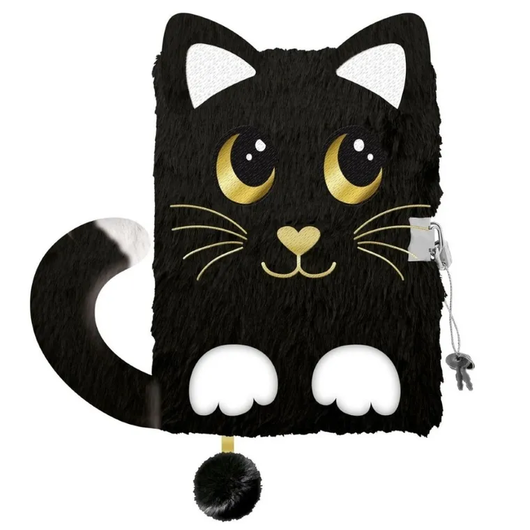 St.Majewski, Night Cat, pamiętnik 3D z kłódką, A5, włochacz, 96 kartek