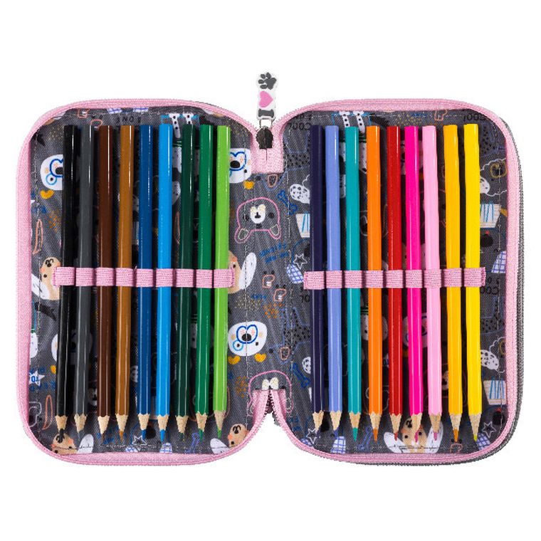 St.Majewski, piórnik rozkładany, potrójny, z wyposażeniem, Sweet Pomeranian