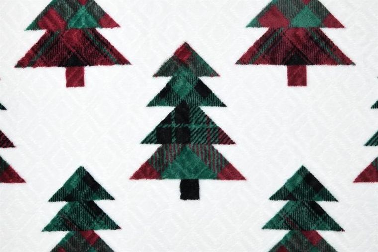 Stof, koc świąteczny klaus w choinki, 130-160 cm