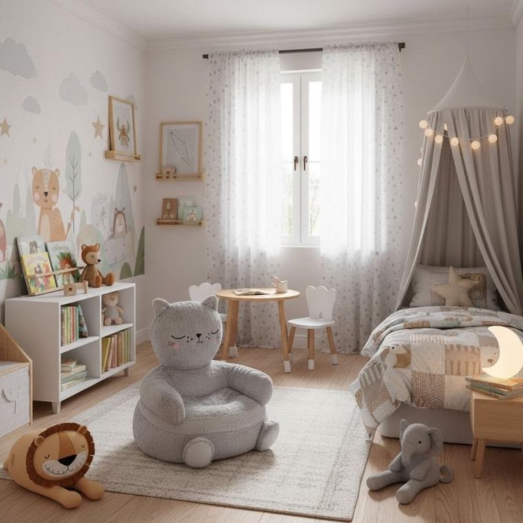 Stof, Kotek, pufa dla dziecka, 45-45 cm