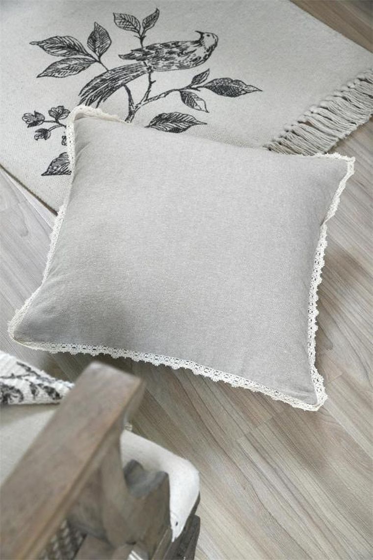 Stof, poduszka dekoracyjna, Clarine, z koronką, 40-40 cm