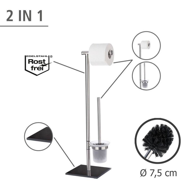 Stojak na papier toaletowy i szczotkę do WC, Lima, 2w1
