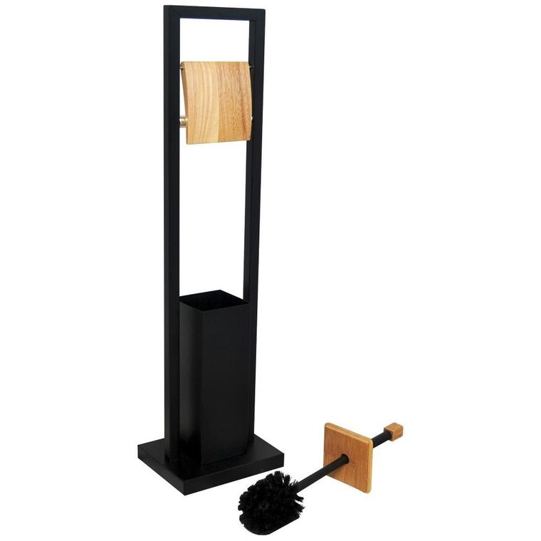 Stojak WC, szczotka do toalety uchwyt na papier, czarny