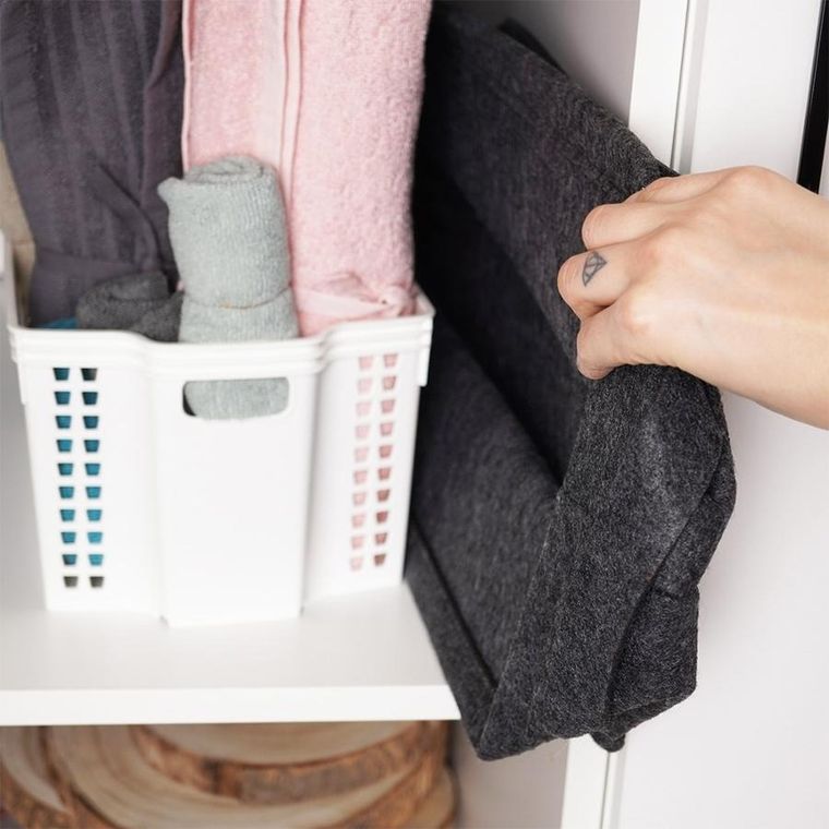 Storage Solutions, koszyk do przechowywania, filcowy, składany, czarny, 36-27-20 cm