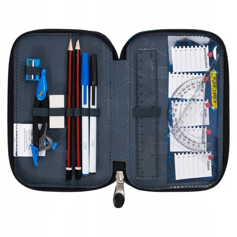 St.Right, piórnik rozkładany, potrójny, z wyposażeniem, Neon Football