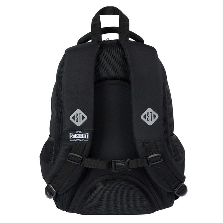 St.Right, plecak szkolny, 3-komorowy, Black Vintage