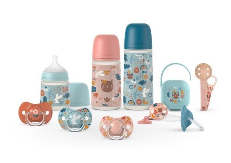 Suavinex, Forest, butelka do karmienia ze smoczkiem SX Pro, przepływ wolny, różowa, 150 ml