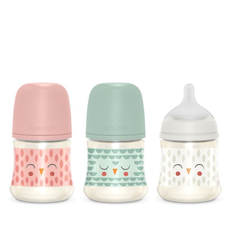 Suavinex, SX Pro, Bonhomia, Sowa, butelka szklana, przepływ wolny, mięta, 150 ml