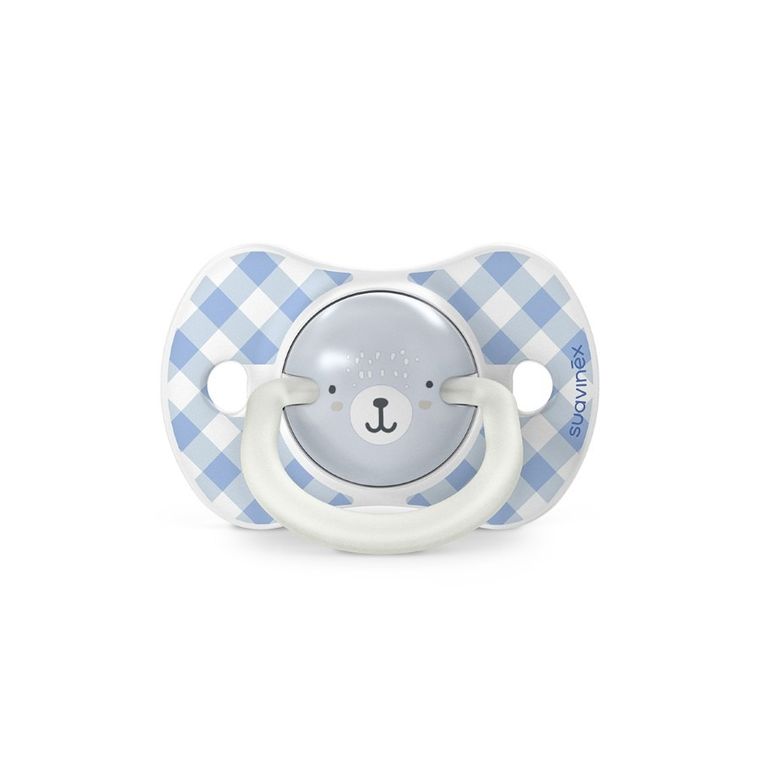 Suavinex, SX Pro, Wild & Free, smoczek fizjologiczny, niebieski, świecący, 6-18 m, 2 szt.