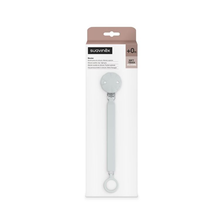 Suavinex, Wonder, silikonowa zawieszka do smoczka, błękitna