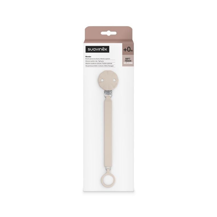 Suavinex, Wonder, silikonowa zawieszka do smoczka, jasnoróżowa