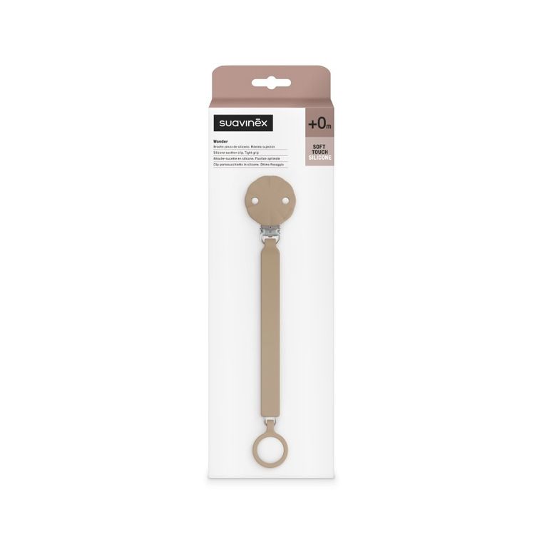 Suavinex, Wonder, silikonowa zawieszka do smoczka, karmelowa