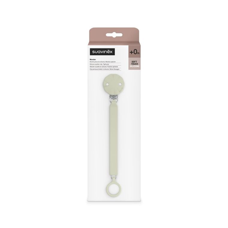 Suavinex, Wonder, silikonowa zawieszka do smoczka, pistacjowa