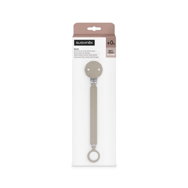Suavinex, Wonder, silikonowa zawieszka do smoczka, szara