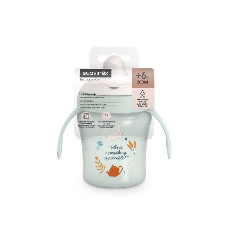 Suavinex, Wonderland, kubek do nauki picia, niekapek, miętowy, 200 ml, 6m+