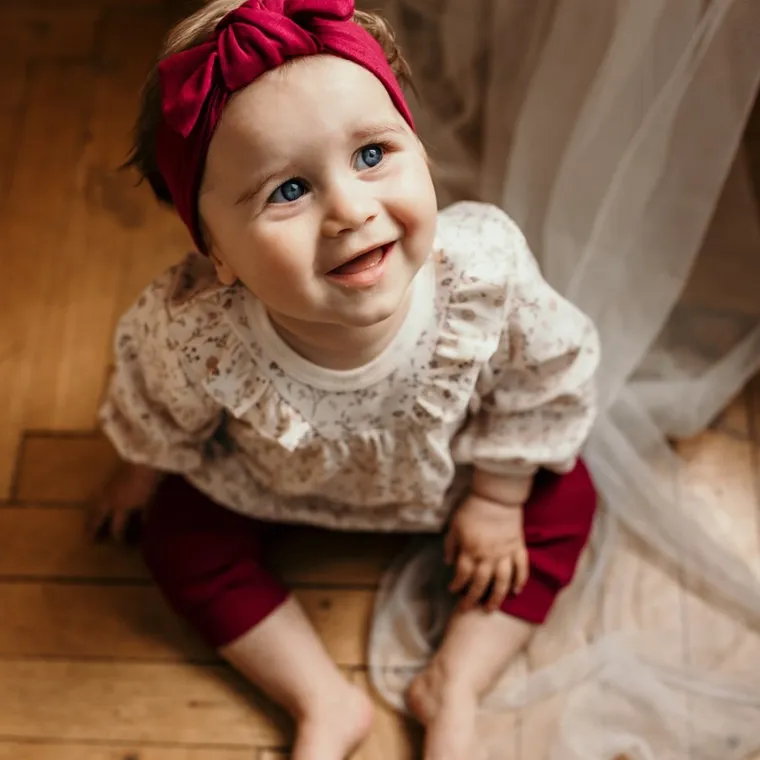 Sukienka body dziewczęca z długim rękawem, ecru, Bloom, Eevi