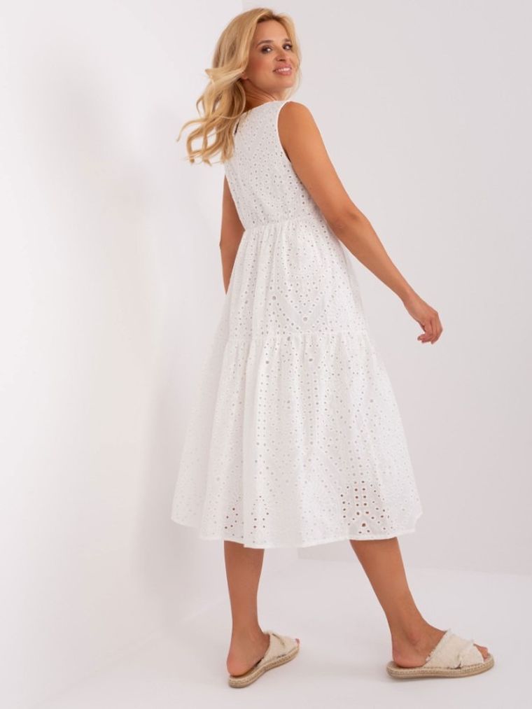 Sukienka damska bez rękawów, biała, Och Bella